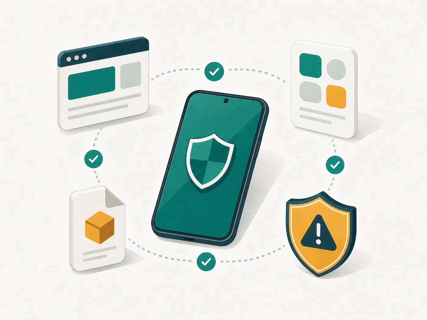 Comparação visual entre site móvel, aplicativo e arquivo APK
